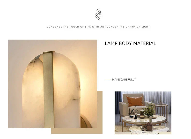 Auriel Alabaster vägglampa med mässingsband Premium LED