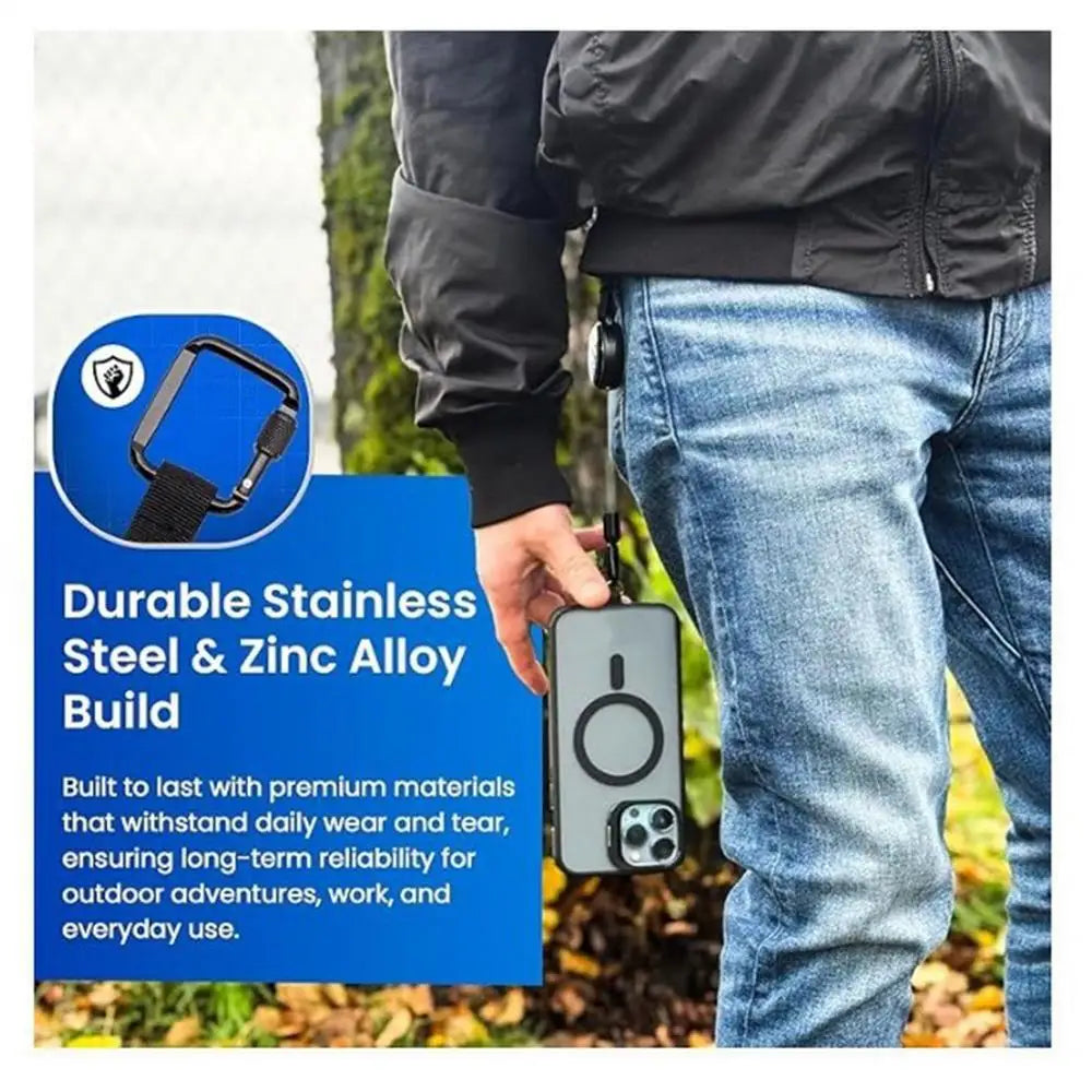 Udtrækkelig telefonholder med tyverisikret bælteclipsdesign