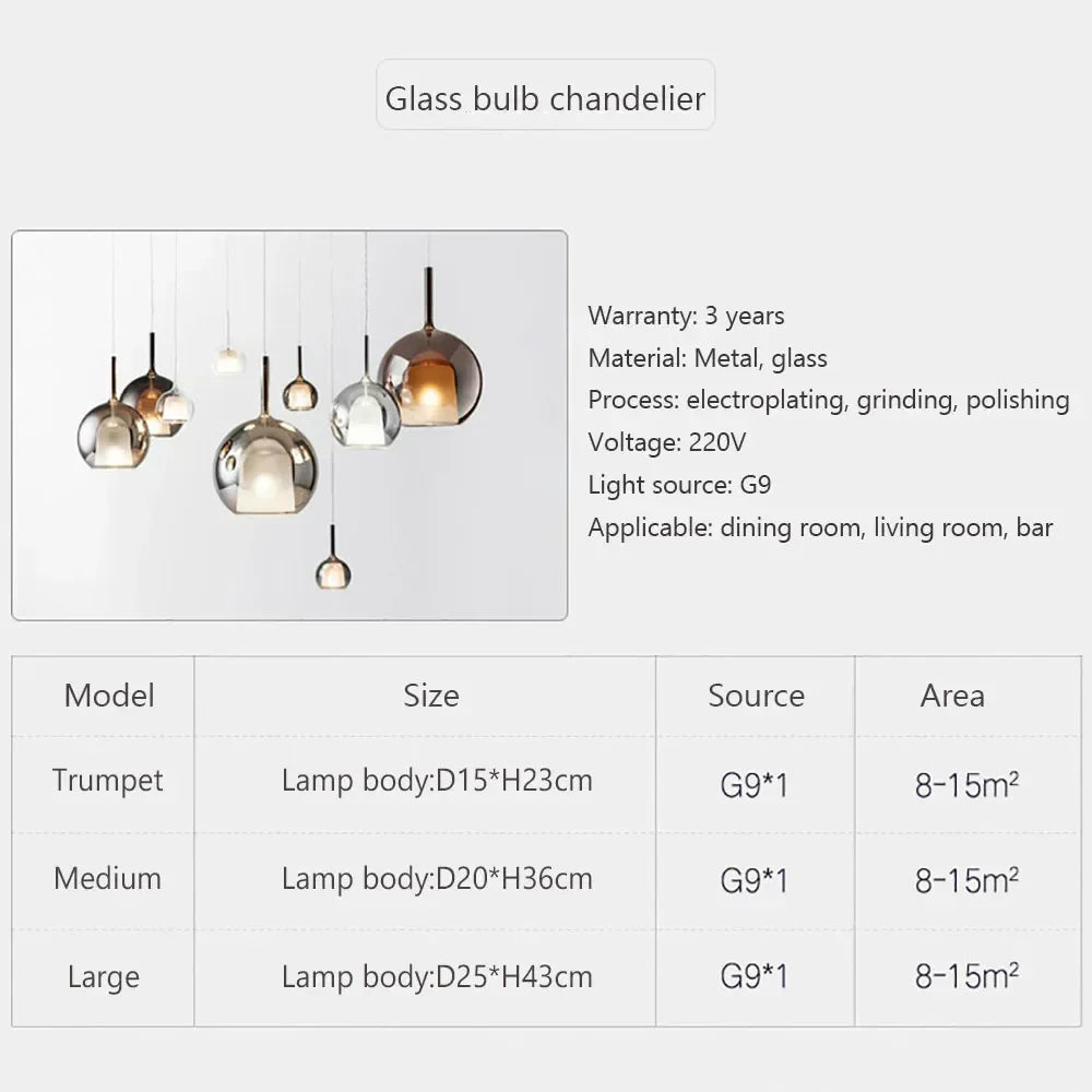 Nyara Nordic LED Glass Pendant Light with Double Shade