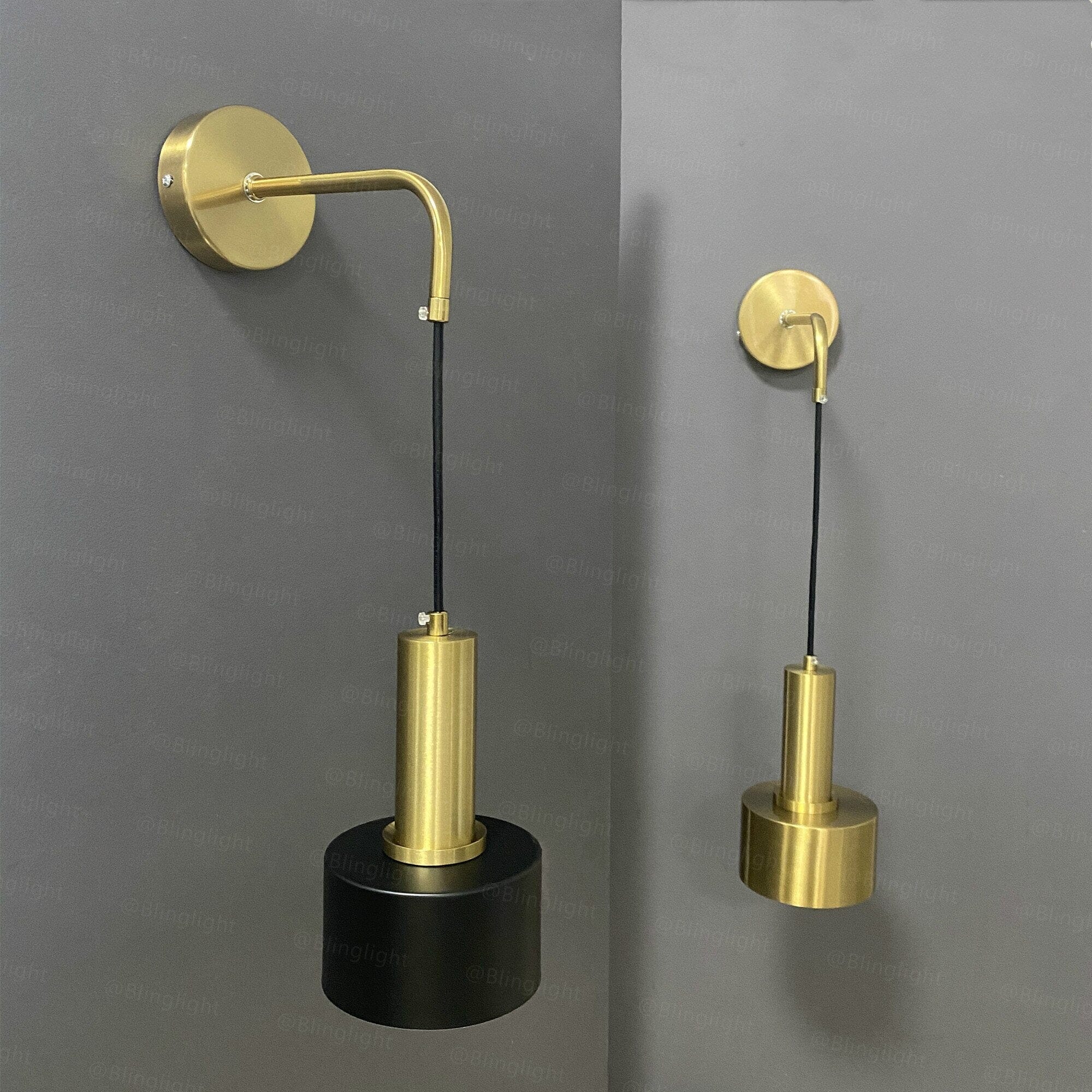 LumaNova Black and Gold Modern Wall Sconce for Living Rooms