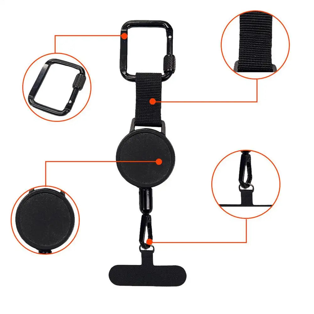 Udtrækkelig telefonholder med tyverisikret bælteclipsdesign