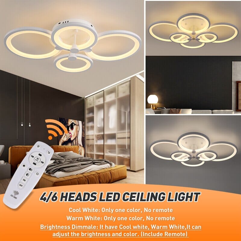NovaRing Modern Ring Acrylic Ceiling Light With Remote