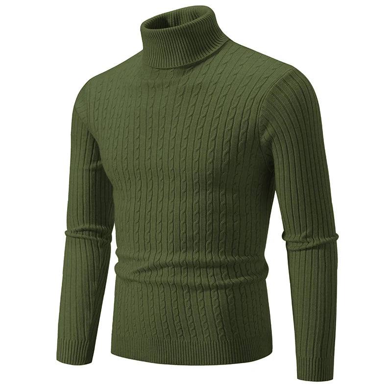 Alder High Neck Sweater Solid Color Pullover Knitted Sweatwear Turtleneck Winter