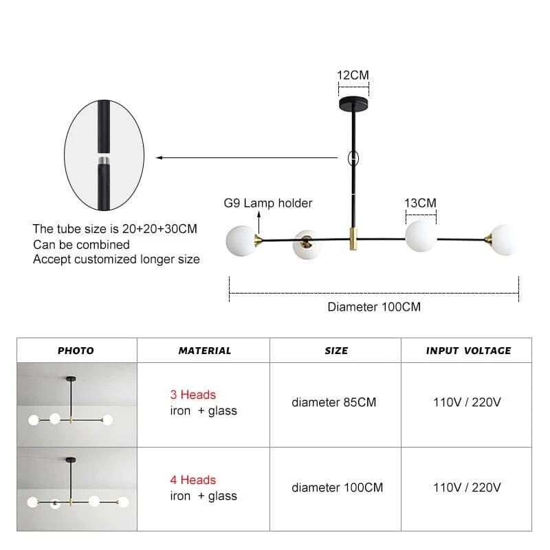 Lampa wisząca LumaBean ze szklaną kulą i miękkim światłem LED