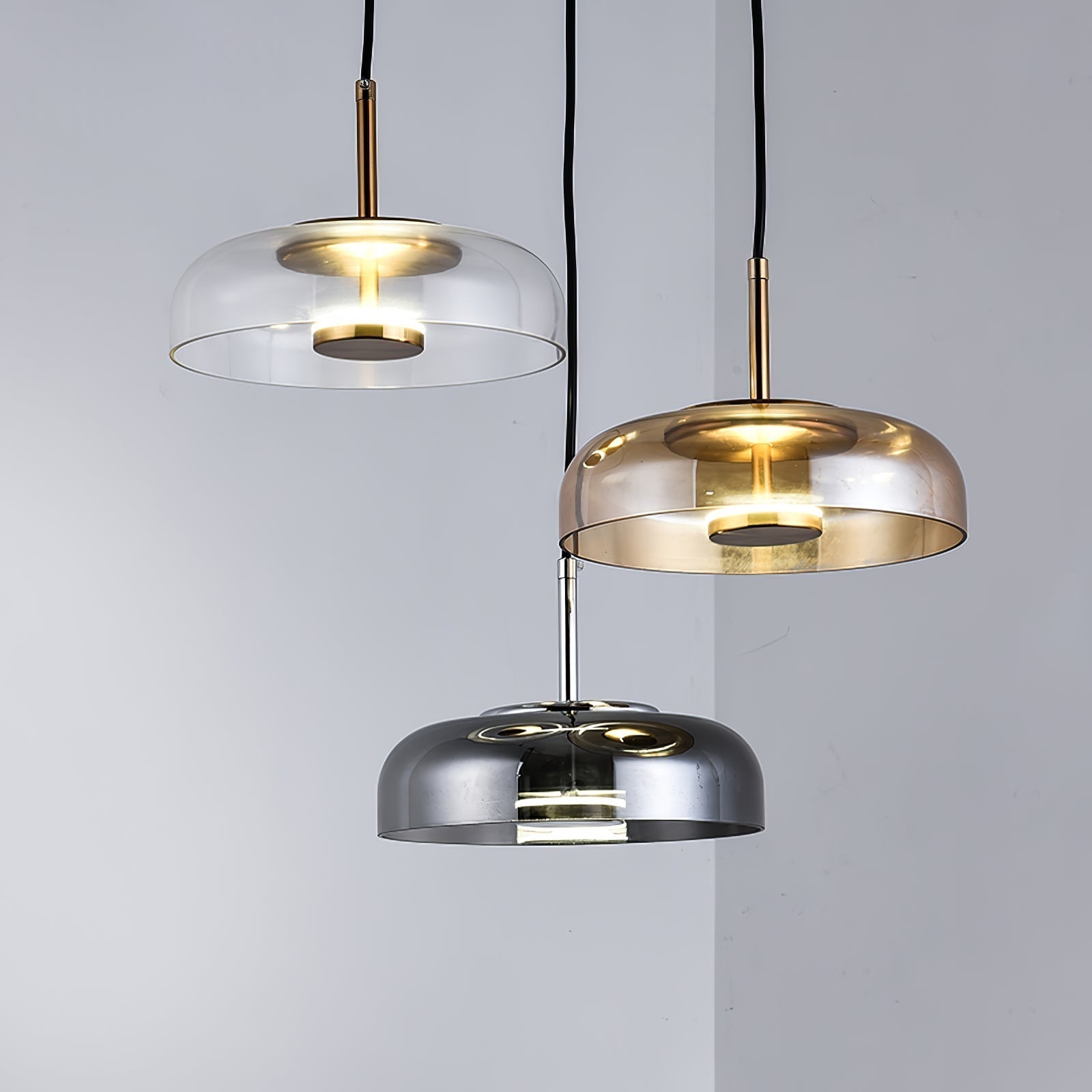 Lumineo Brass and Glass Solar Pendant Light for Warm Modern Ambience