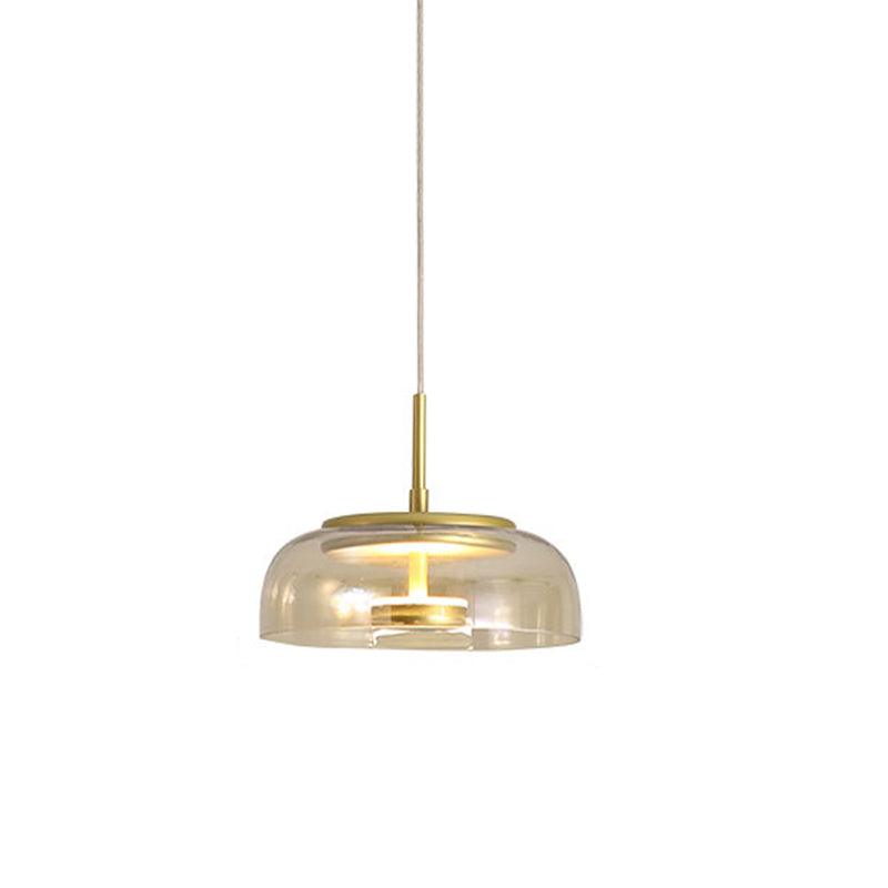 Lumineo Brass and Glass Solar Pendant Light for Warm Modern Ambience