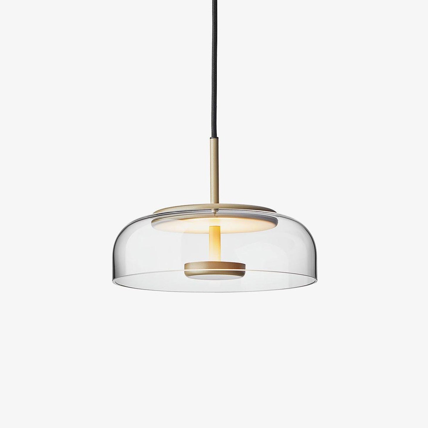 Lumineo Brass and Glass Solar Pendant Light for Warm Modern Ambience