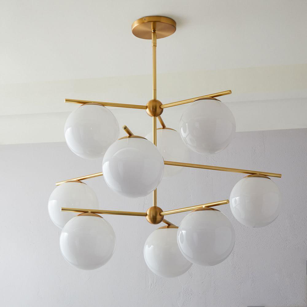 Liora | Luxury Brass Chandelier With Glass Orbs For Dining