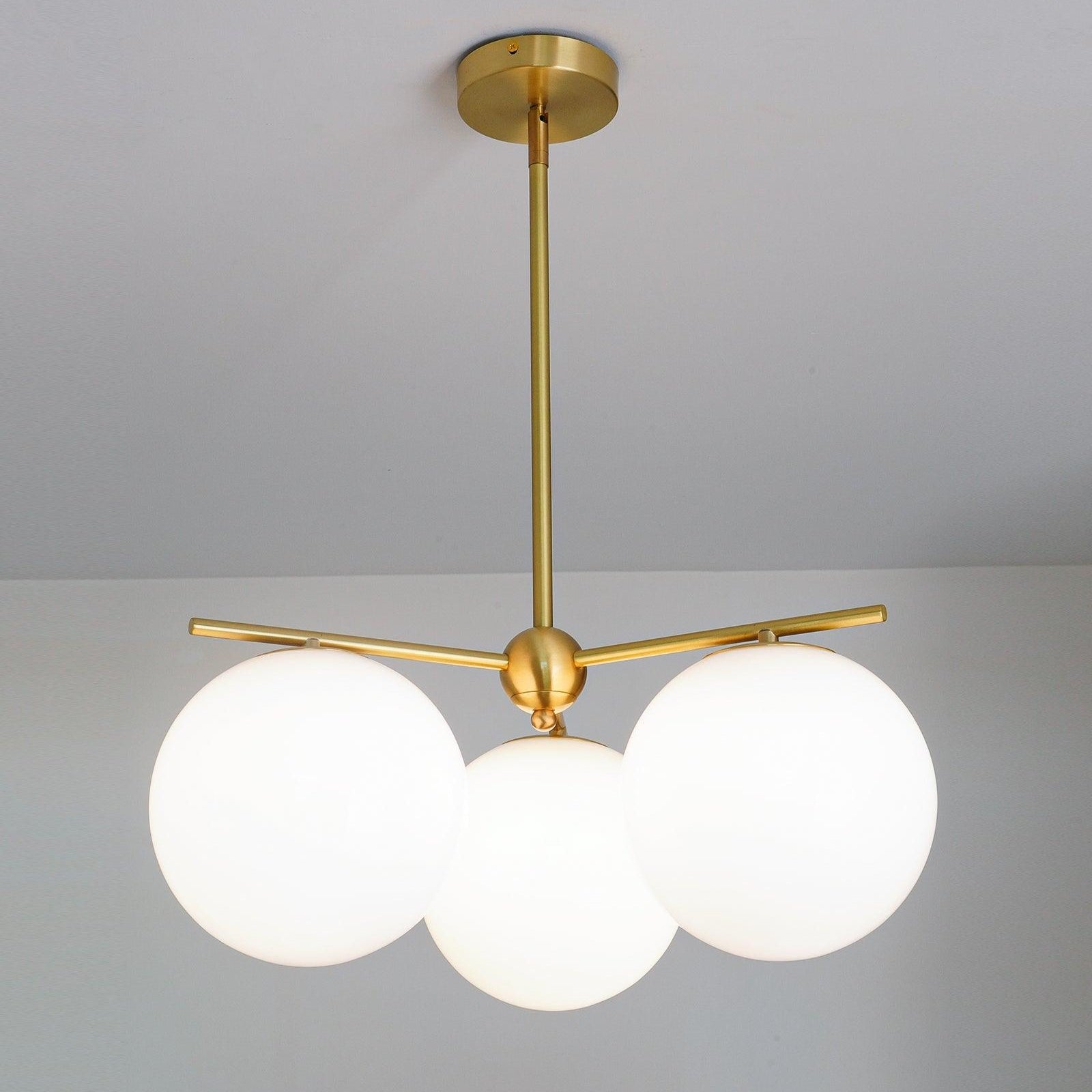 Liora | Luxury Brass Chandelier With Glass Orbs For Dining