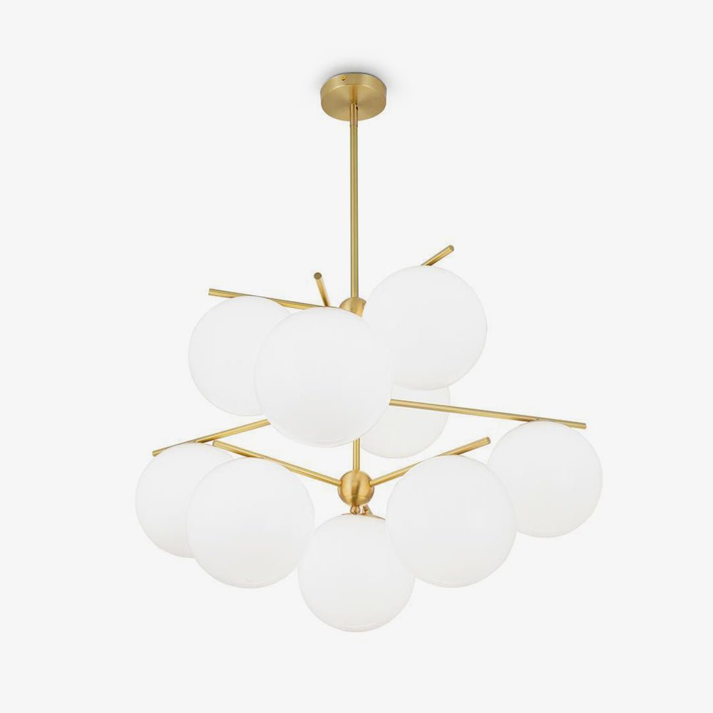Liora | Luxury Brass Chandelier With Glass Orbs For Dining