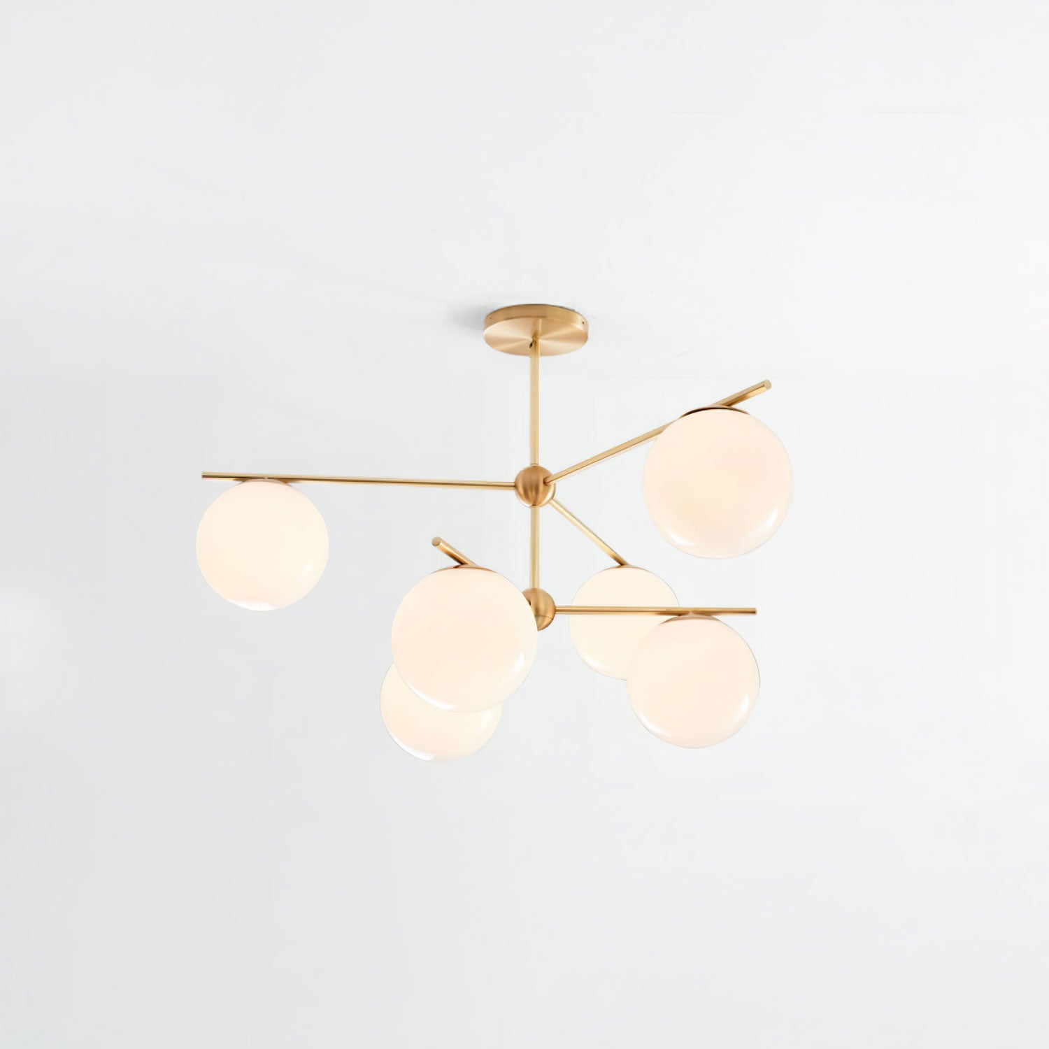 Liora | Luxury Brass Chandelier With Glass Orbs For Dining
