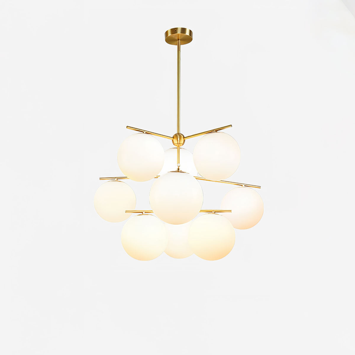 Liora | Luxury Brass Chandelier With Glass Orbs For Dining