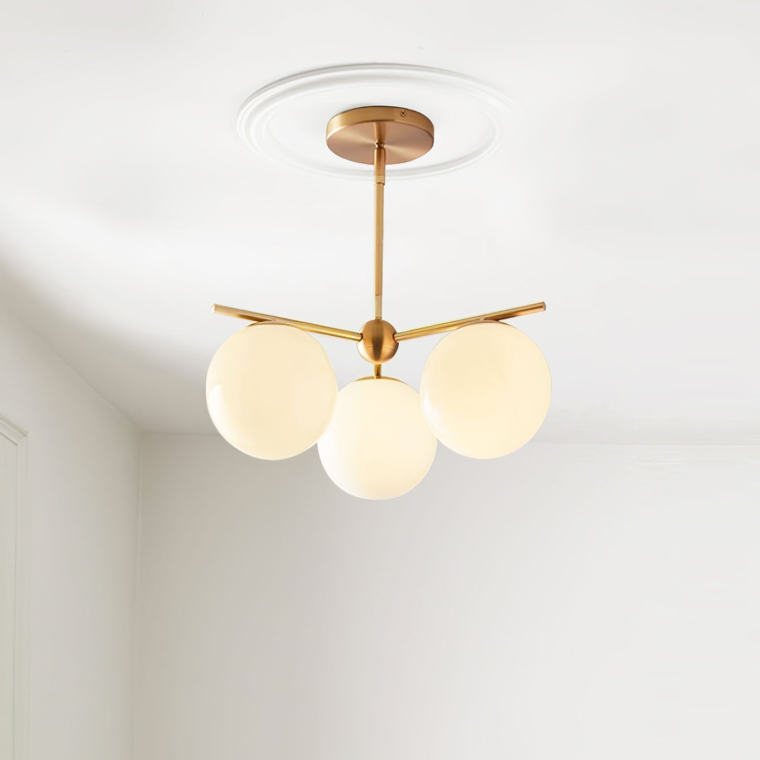 Liora | Luxury Brass Chandelier With Glass Orbs For Dining