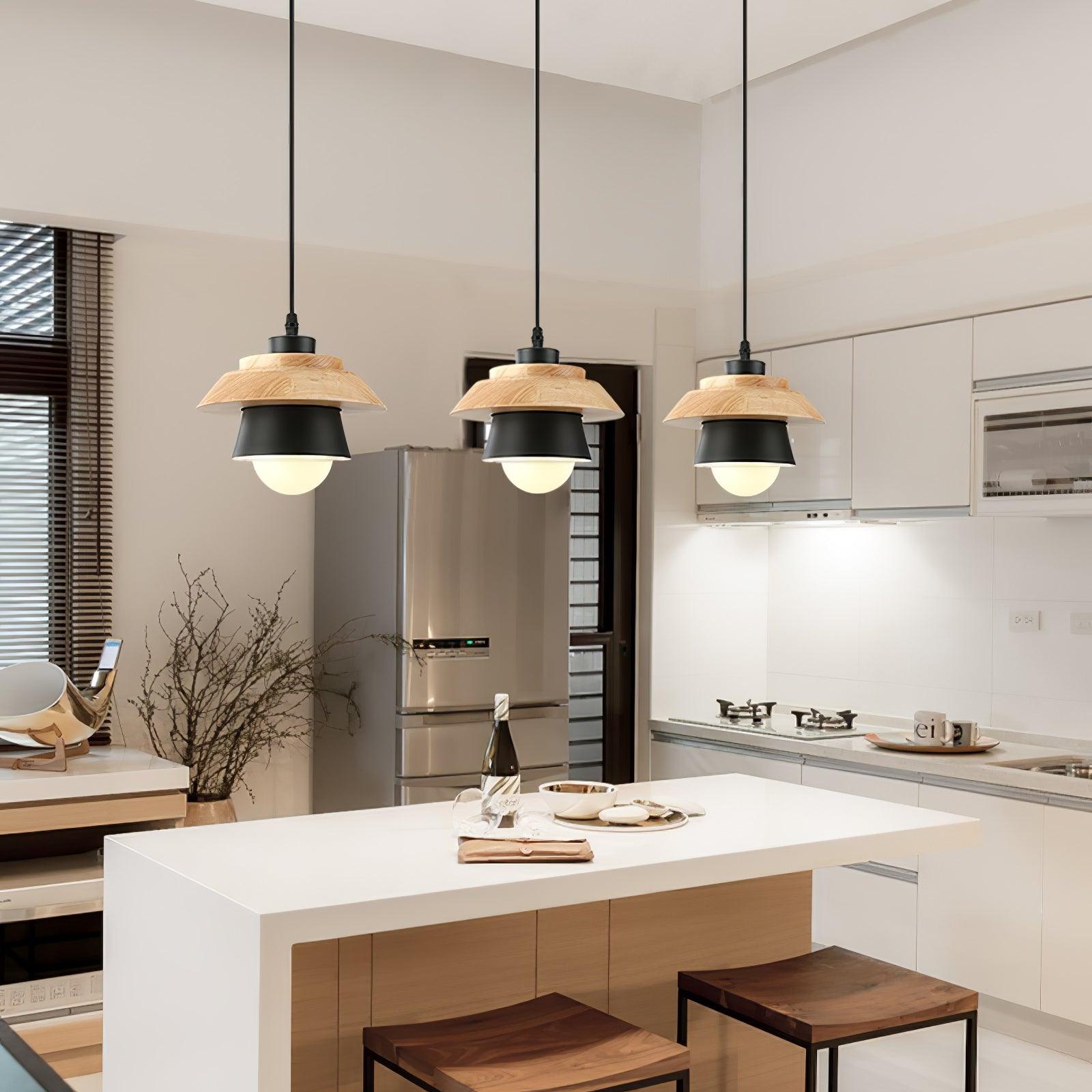 SylvaStone Wood and Stone Pendant Light for Living Spaces
