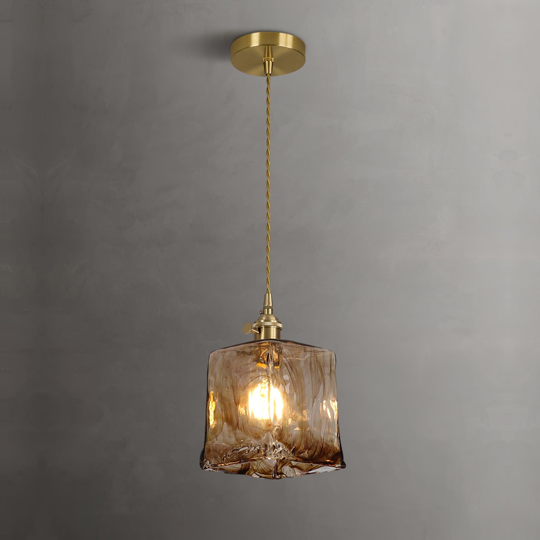 Aurex Glass Pendant Light in Vintage Brown with Gold Accents