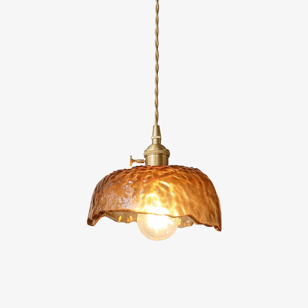 Aurex glazen hanglamp in vintage bruin met gouden accenten