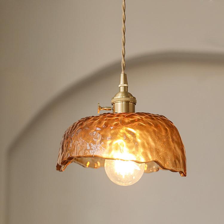 Aurex glazen hanglamp in vintage bruin met gouden accenten