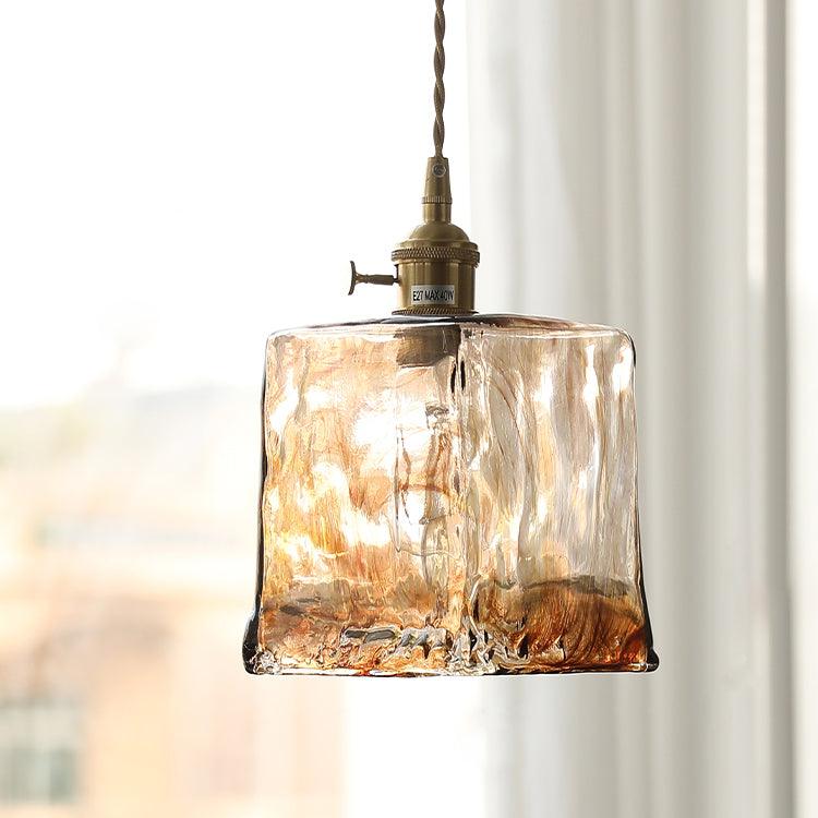 Aurex glazen hanglamp in vintage bruin met gouden accenten