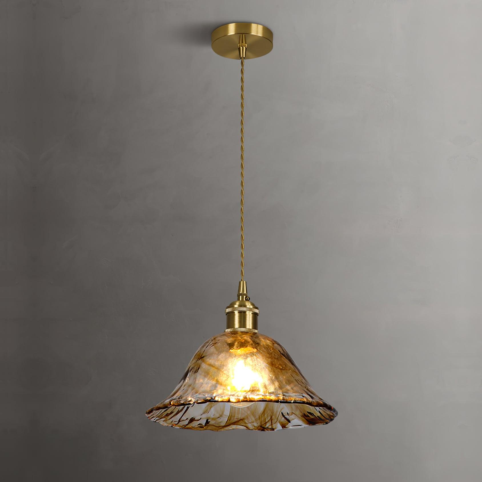 Aurex Glass Pendant Light in Vintage Brown with Gold Accents