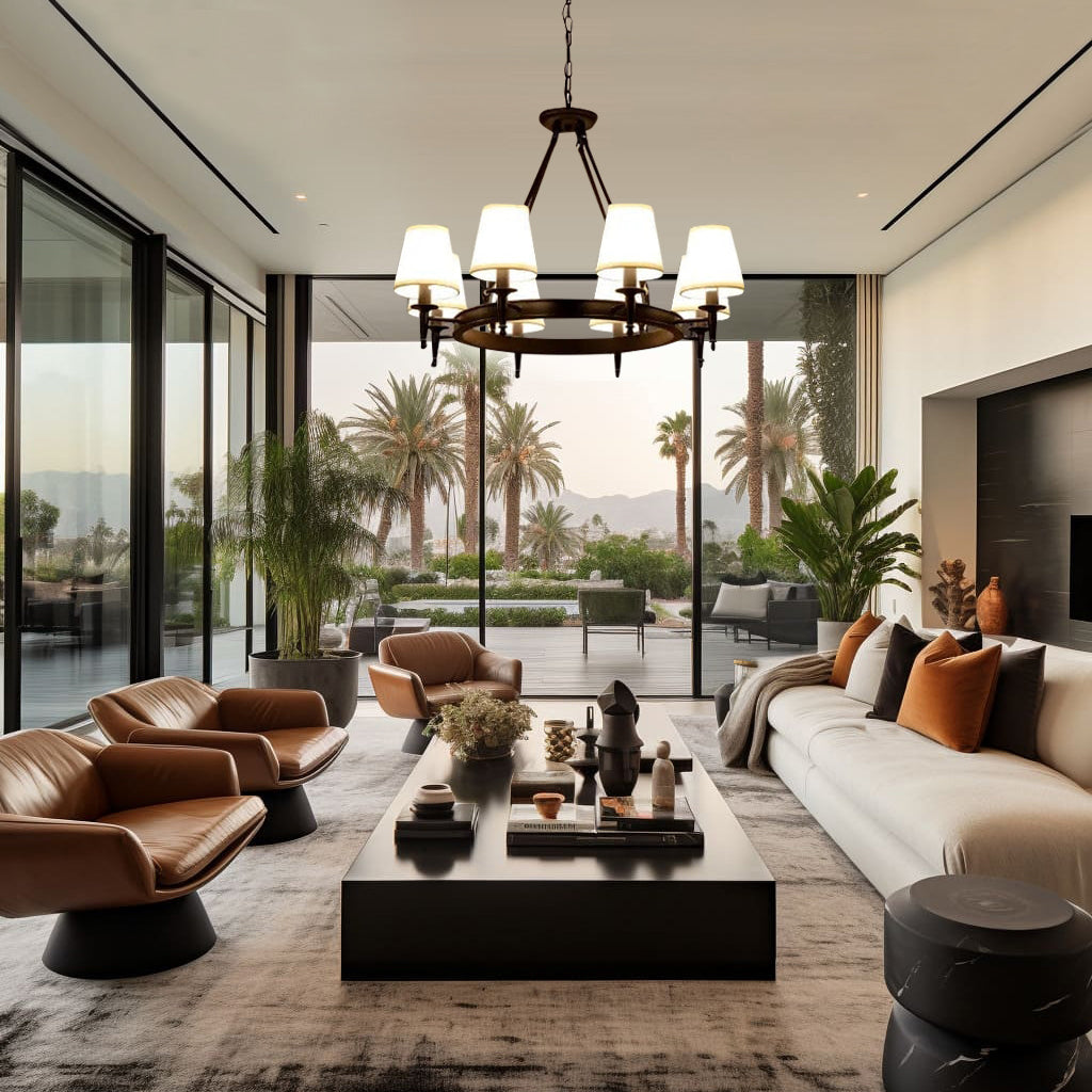 LunaWeave Linen Chandelier With Soft Glow Shades For Homes