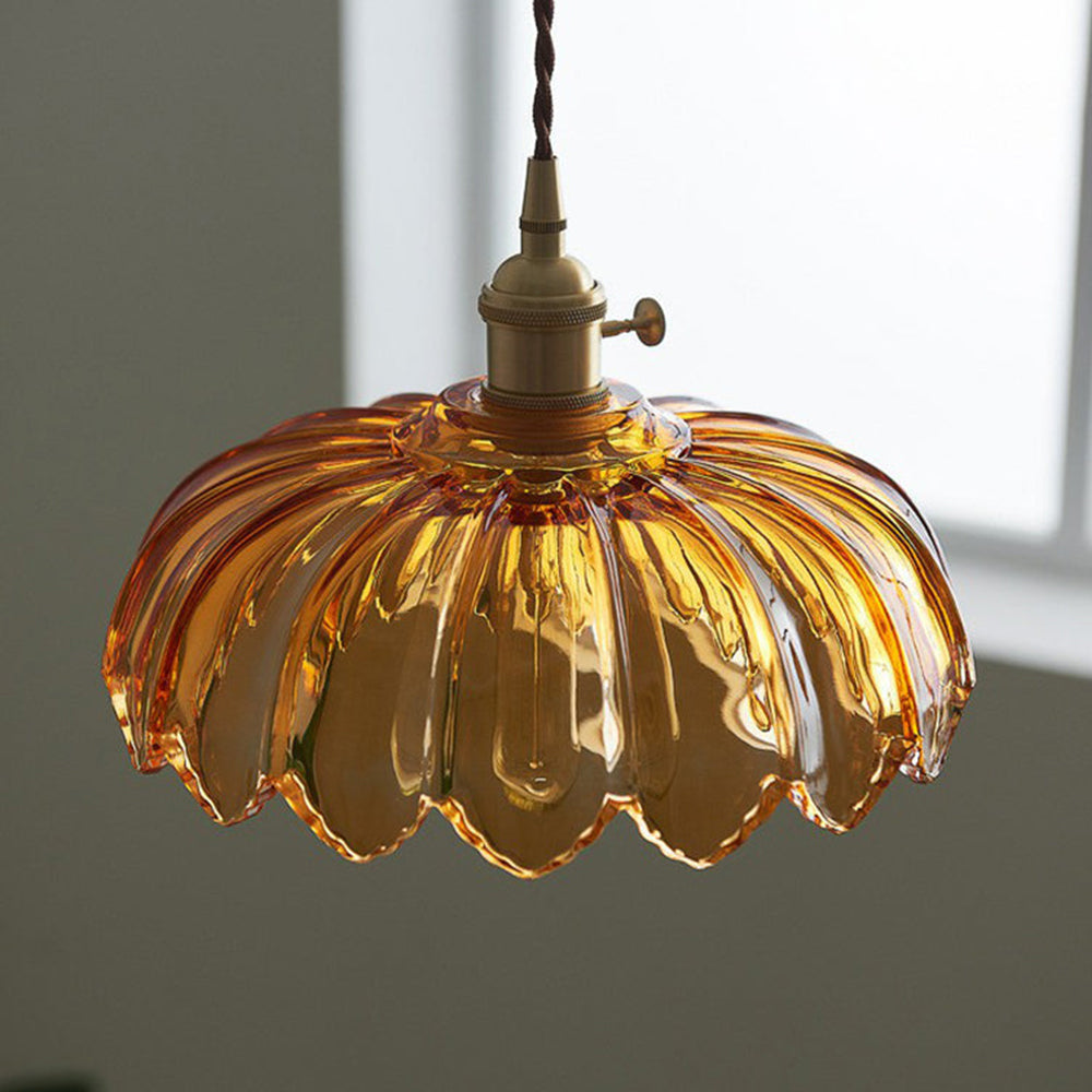 Solara Translucent Glass Pendant Light With Copper Base