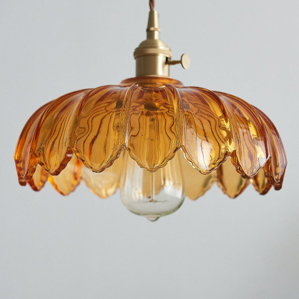 Solara Translucent Glass Pendant Light With Copper Base