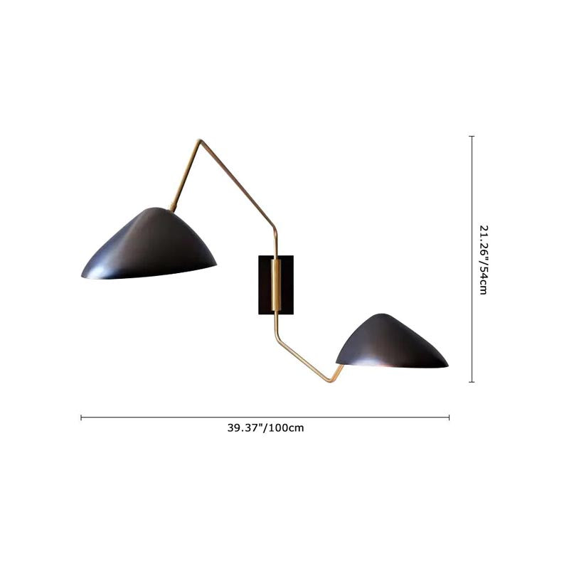 Marcellin Two-Arm Duckbill Wall Lamp With Swing Arms by Arverne Lighting Retro Mid Century Modern Sconce