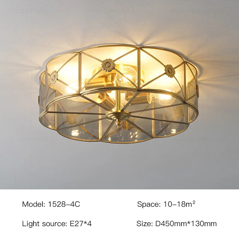 Candelier Kaca Tembaga Elowen | Lampu Gantung LED Nordic