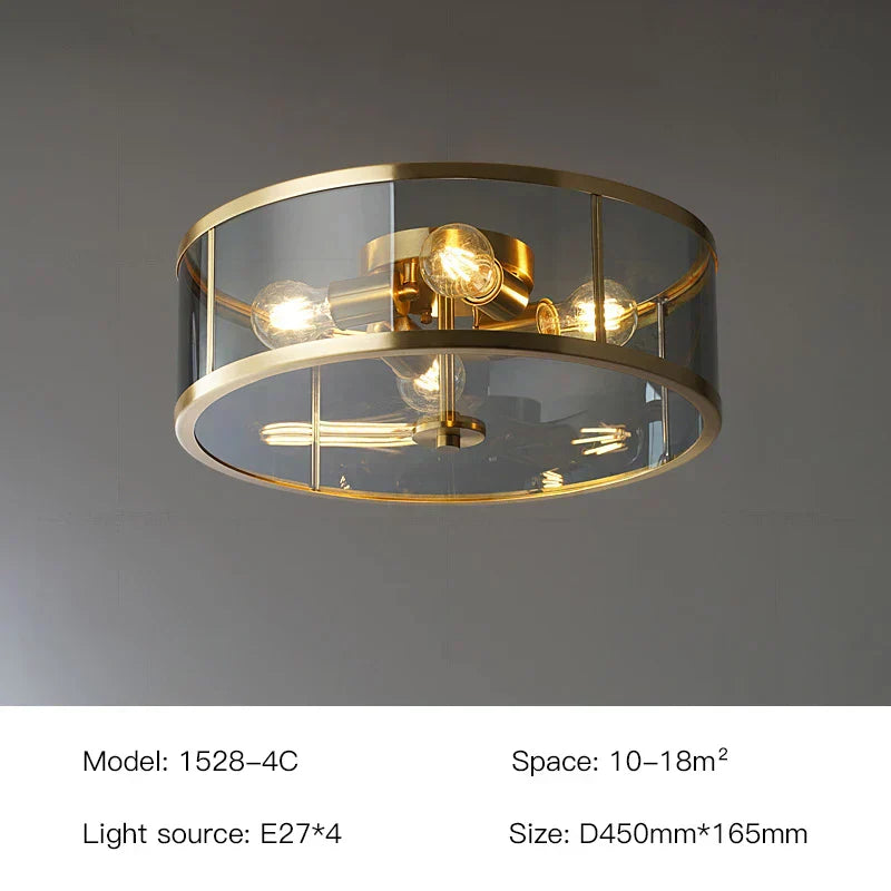 Candelier Kaca Tembaga Elowen | Lampu Gantung LED Nordic