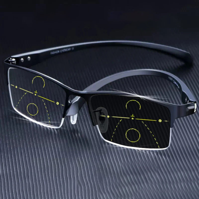 Titanium Progressive Reading Glasses With Intelligent Photosensitive Protection