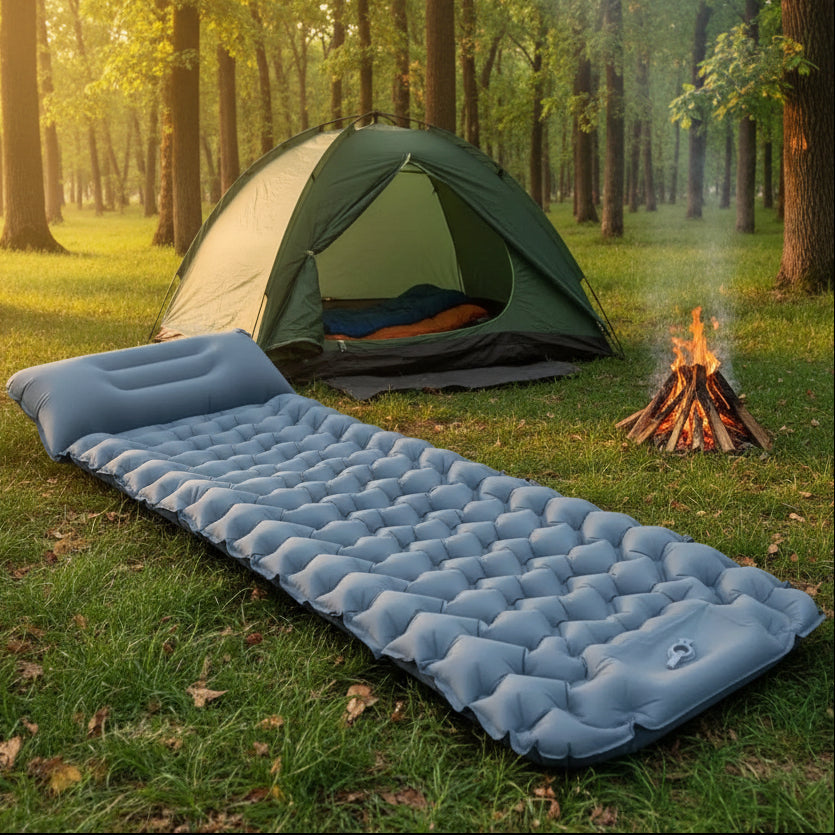 Matelas de camping gonflable TrailPace avec pompe à pied et oreiller intégré