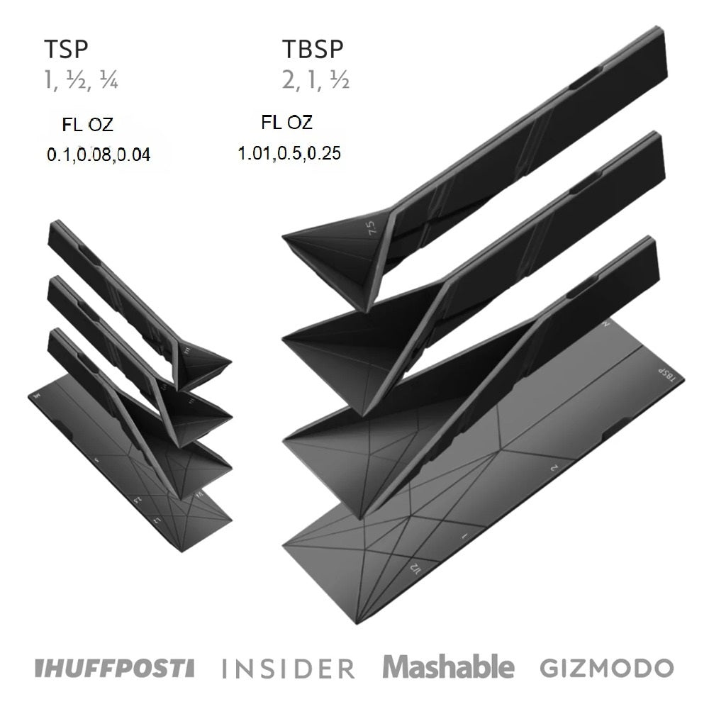 Cuillères à mesurer pliantes 3-en-1 SwiftFold avec conception magnétique pour gain de place