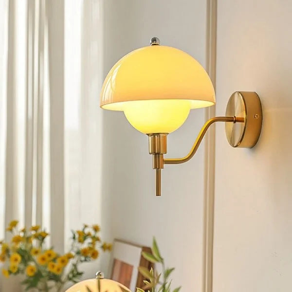Aurelia Cream Mushroom Hallway Wall Light With Warm Glow
