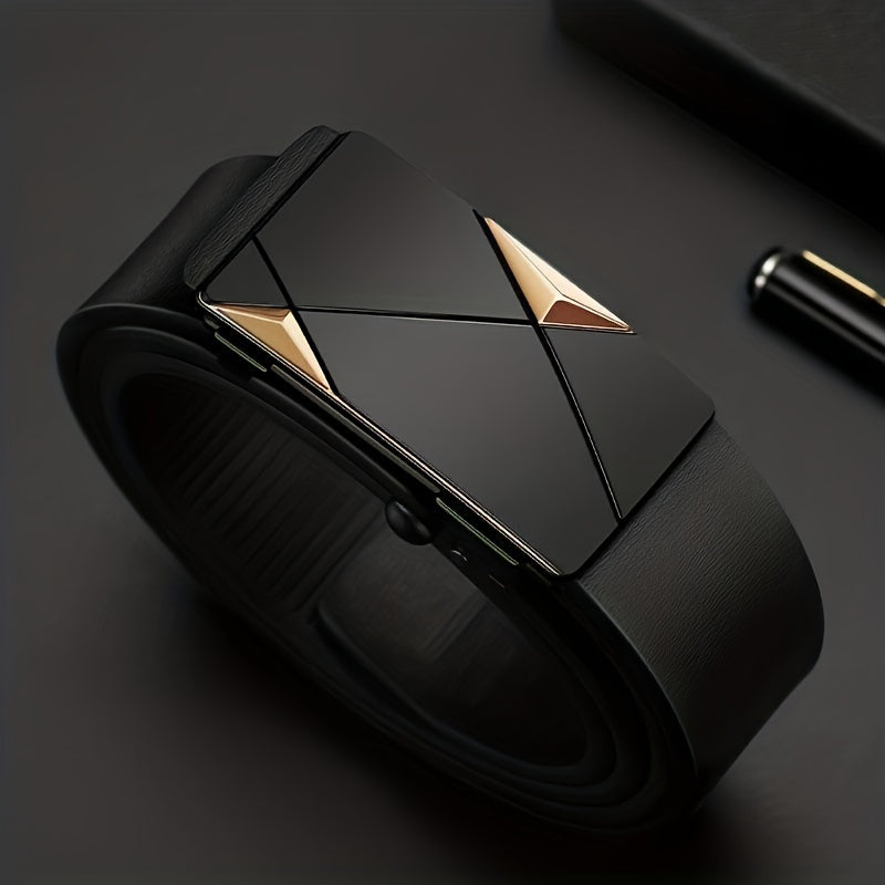 Automaattisoljellinen aito nahkavyö miehille - säädettävä naudannahkainen vyötärövyö