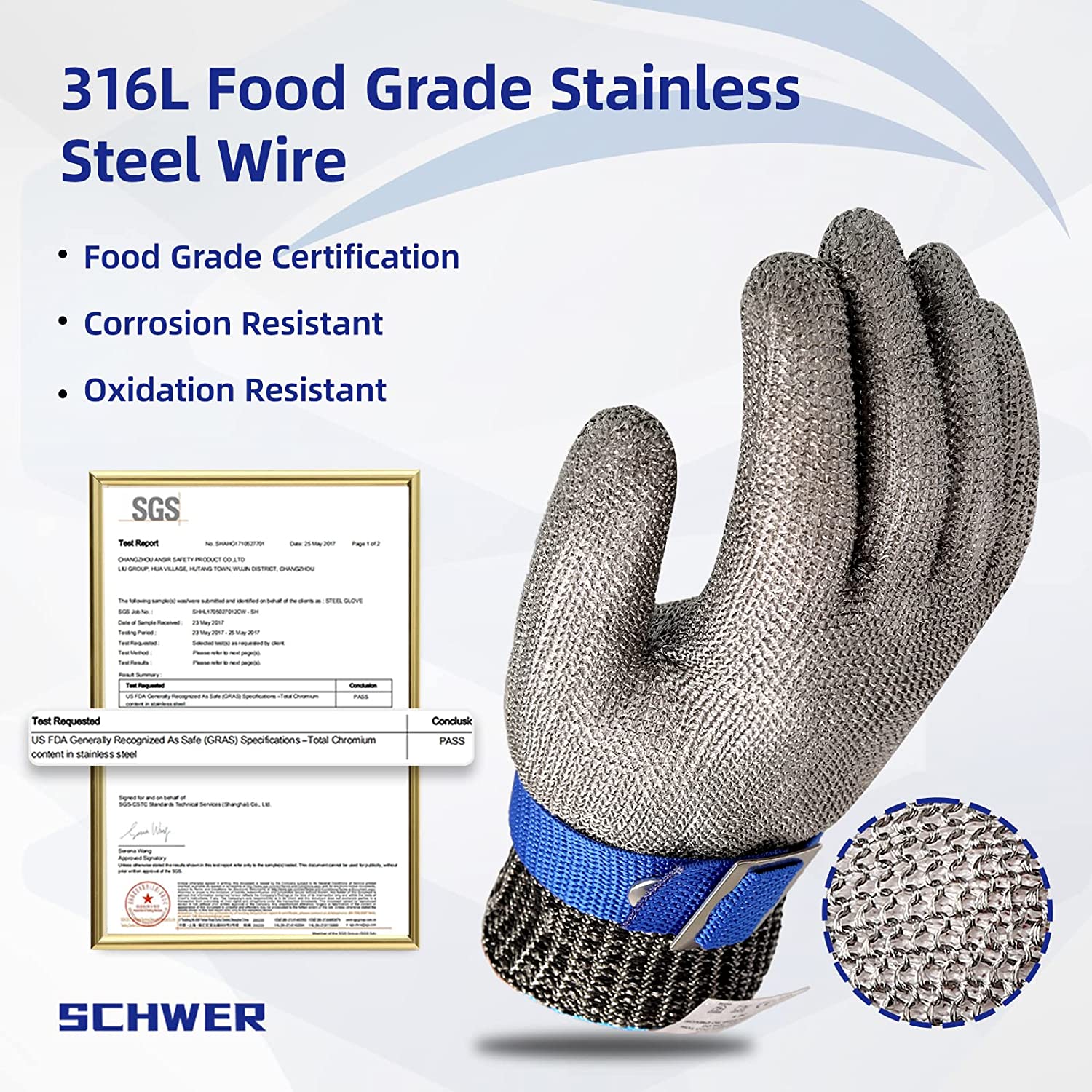 Food Grade Stainless Steel Mesh Glove For Kitchen Use