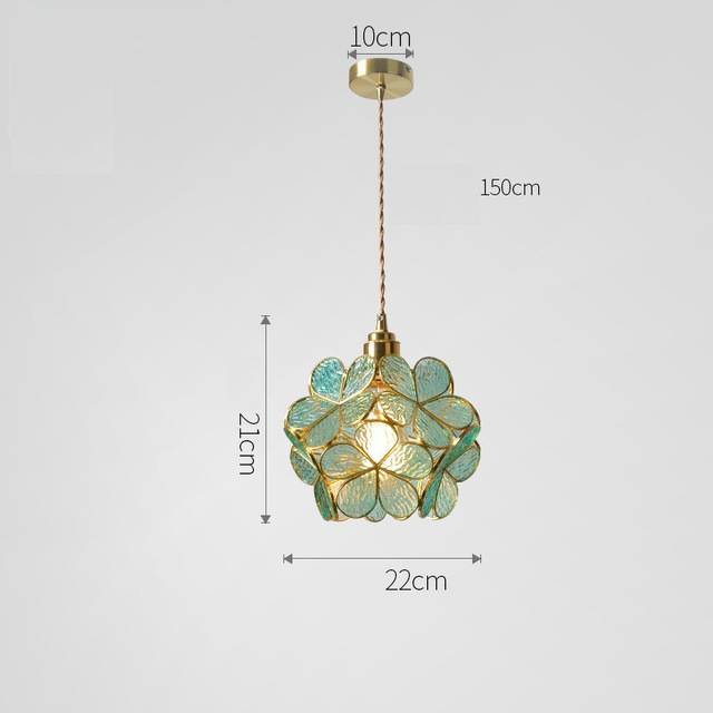 Nordic Glass Petal Pendant Light In Brass, Hand-Stitched