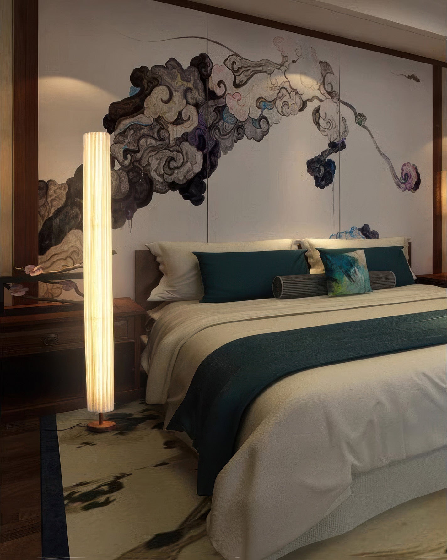 Candeeiro de Pé Nirela Wabi-Sabi para Sala de Estar e Recanto de Leitura