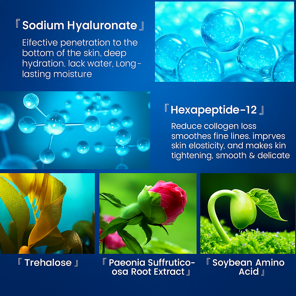 6D Hyaluronzuur Serum voor Diepe Hydratatie, Anti-veroudering, Huidverstrakking en Vochtinbrengend