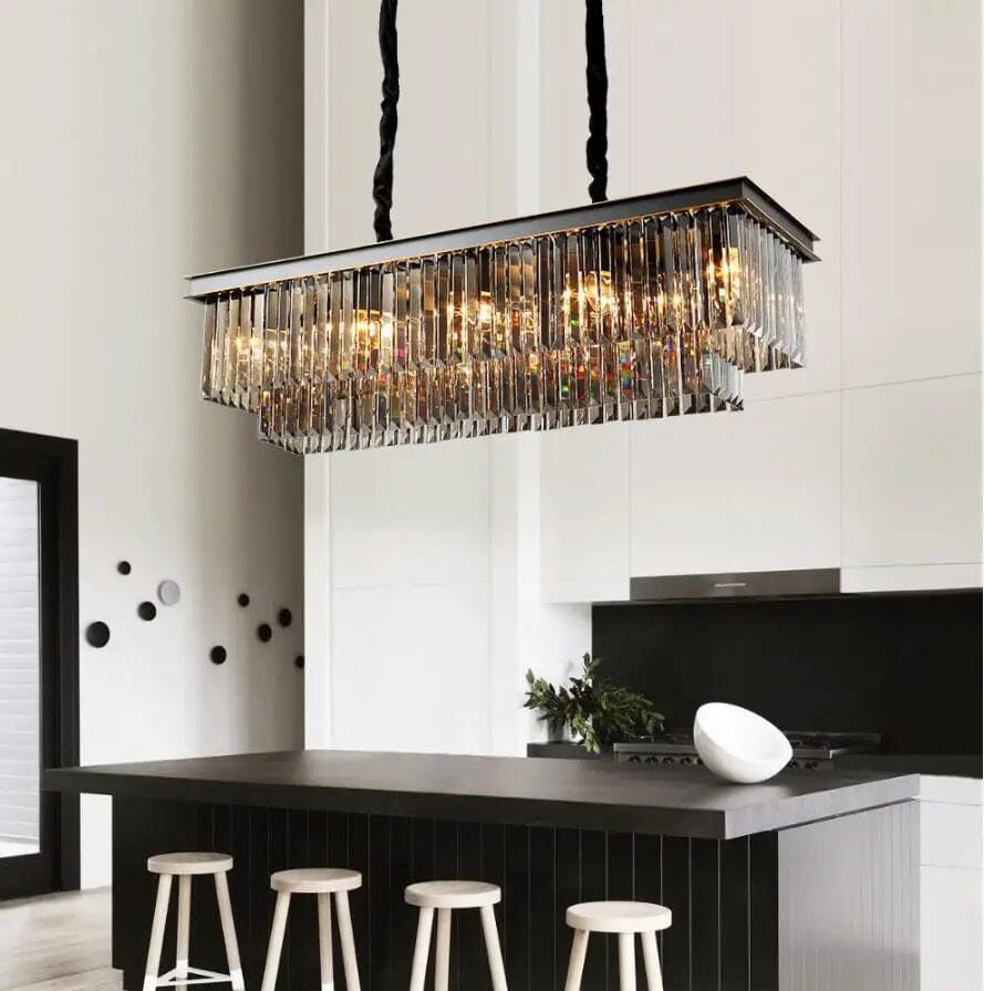 Aurora Crest Crystal Chandelier With Cascading Grey Crystals