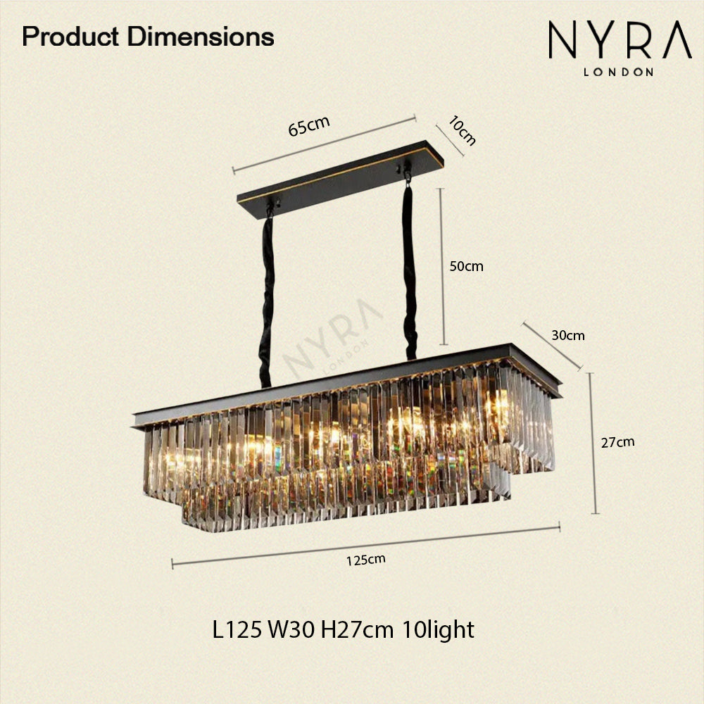 Aurora Crest Crystal Chandelier With Cascading Grey Crystals