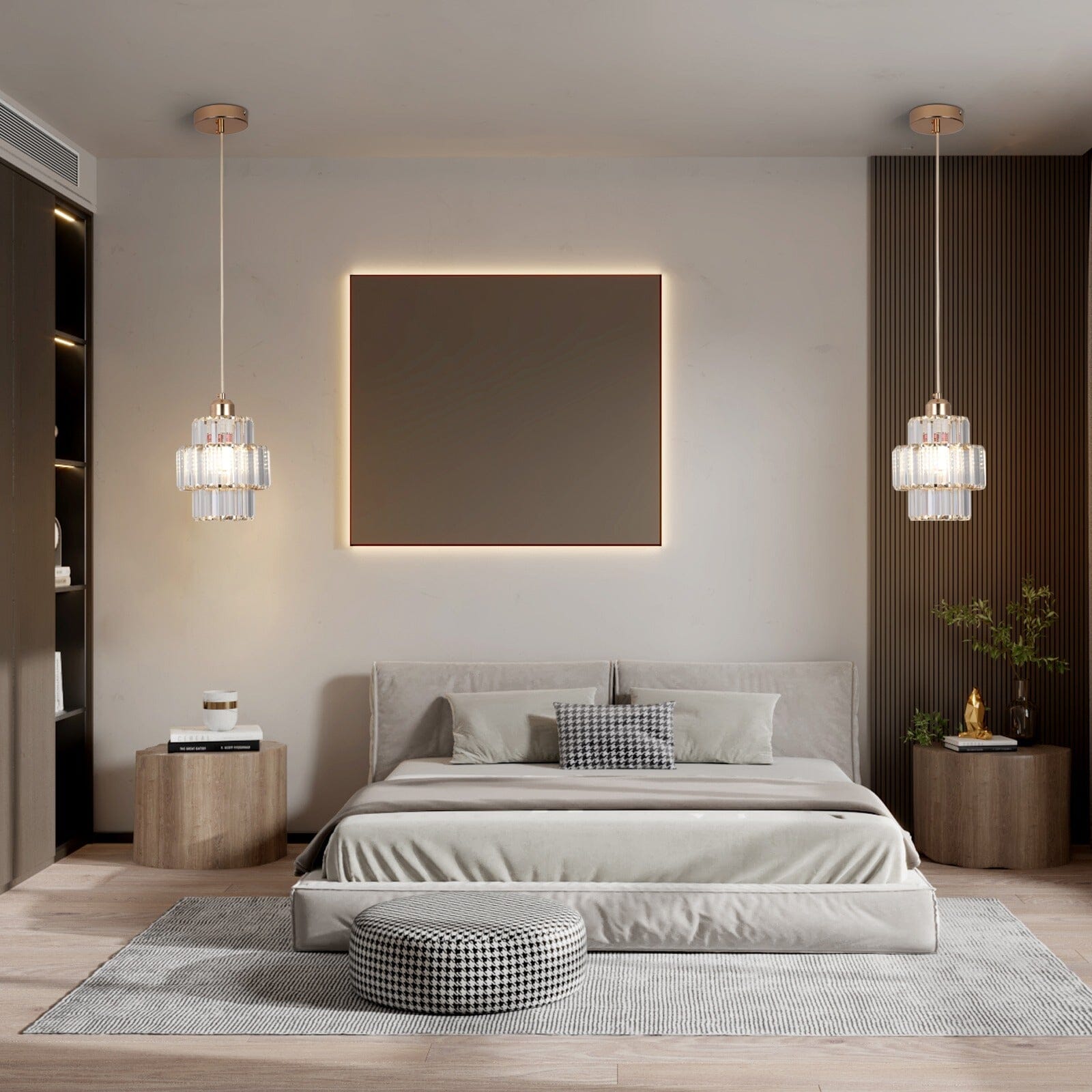 Lyra Crystal Pendants for Modern Interiors in Black or Gold