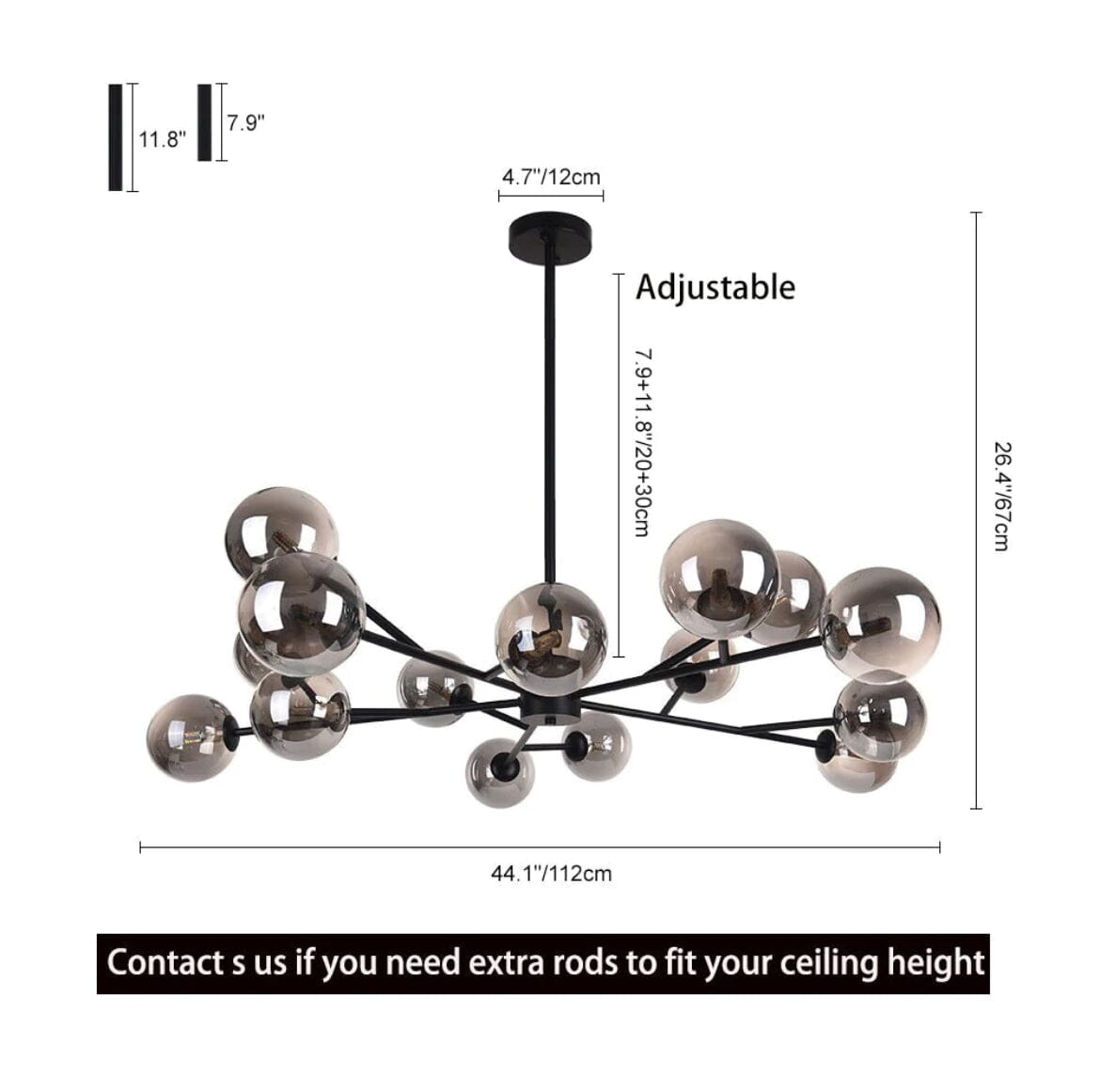 Astrae Flux 15 Light Sputnik csillár, fényerőszabályozható világítás