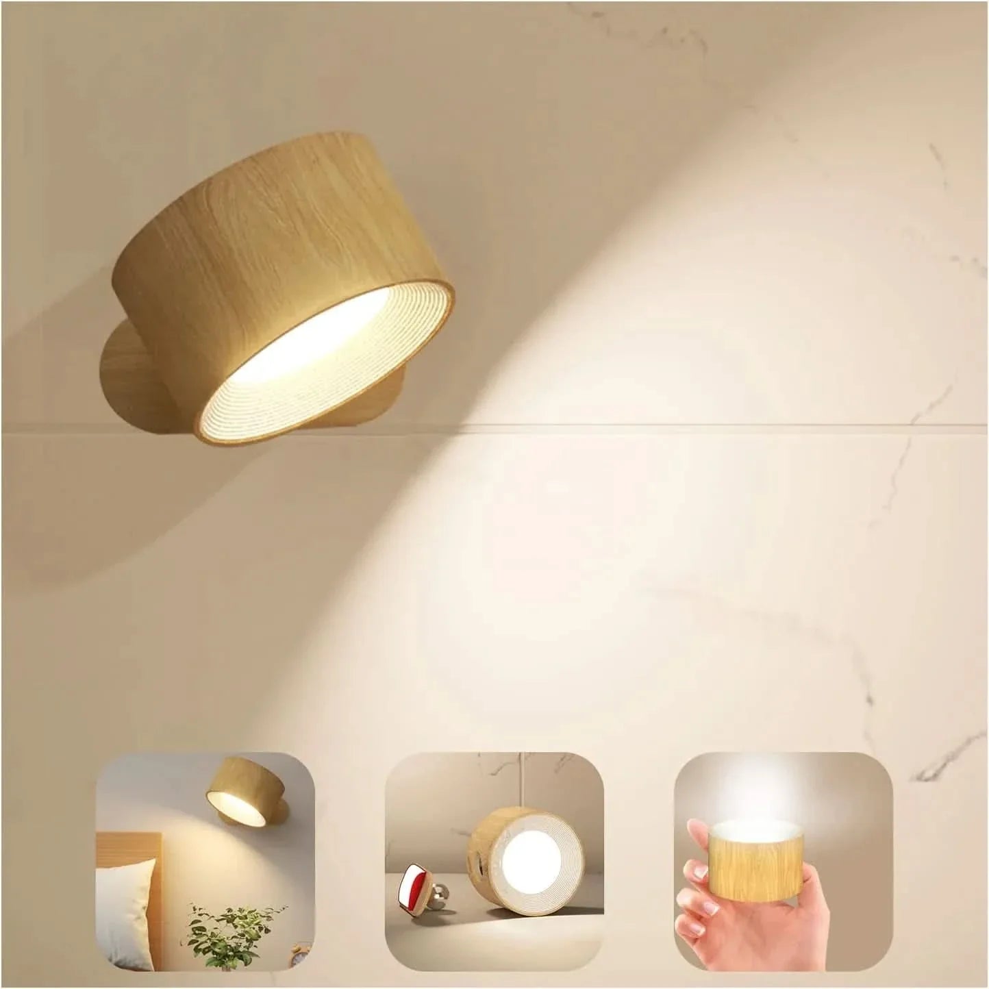360 Degree Wireless Wall Lamp With USB Rechargeable And Three Brightness Levels
