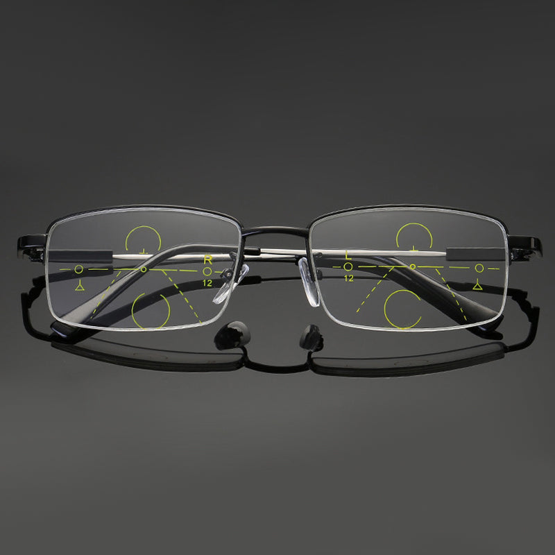 Titanium Progressive Reading Glasses With Intelligent Photosensitive Protection