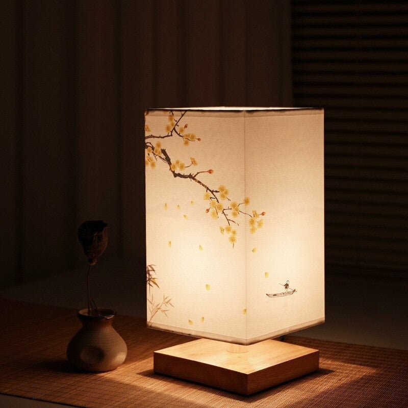 LumaNova Nordic Japanese Table Lamp With Soft Fabric Shade
