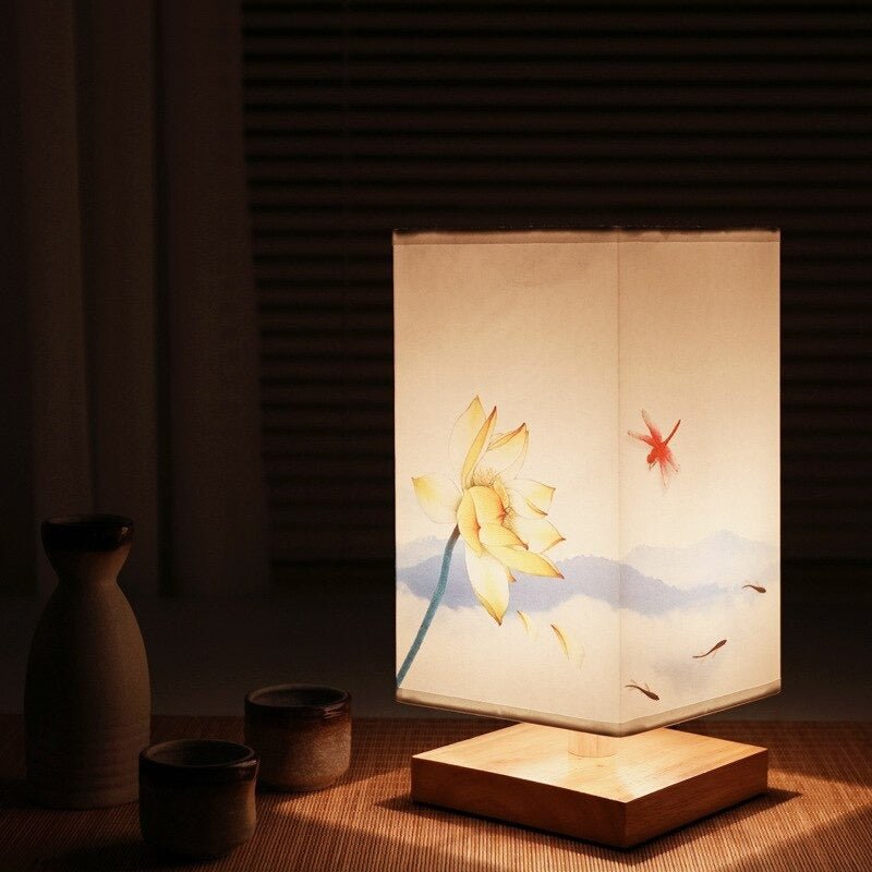 LumaNova Nordic Japanese Table Lamp With Soft Fabric Shade