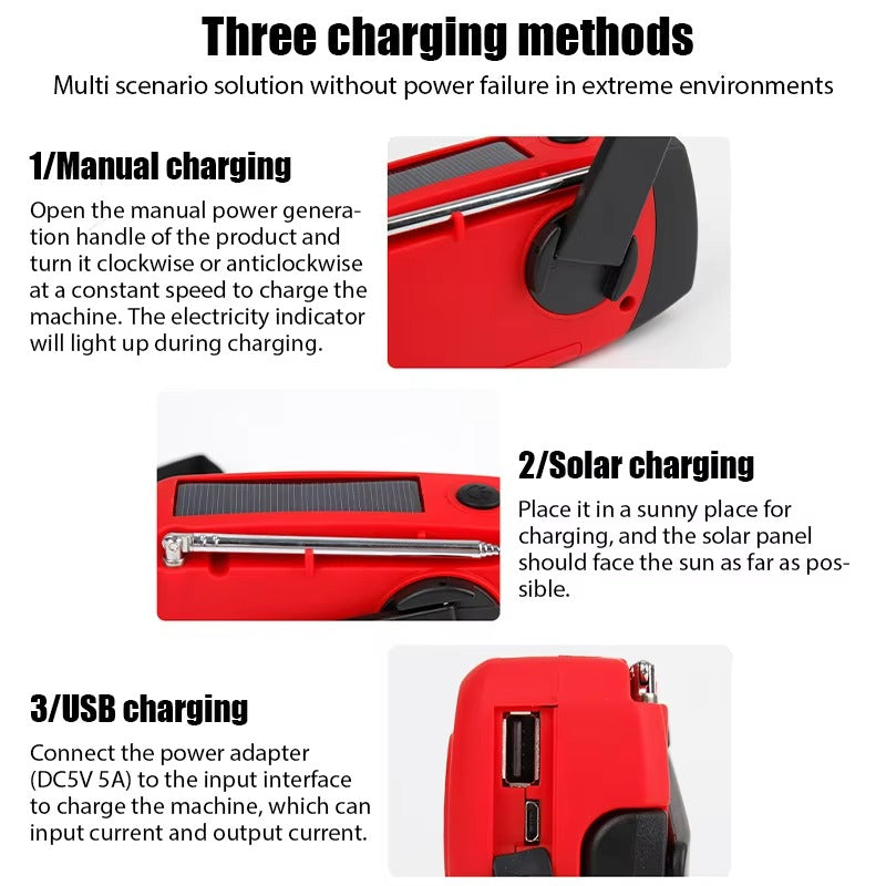 Generatore di Energia Compatto AeroCore con Radio, Pannello Solare e Luce LED