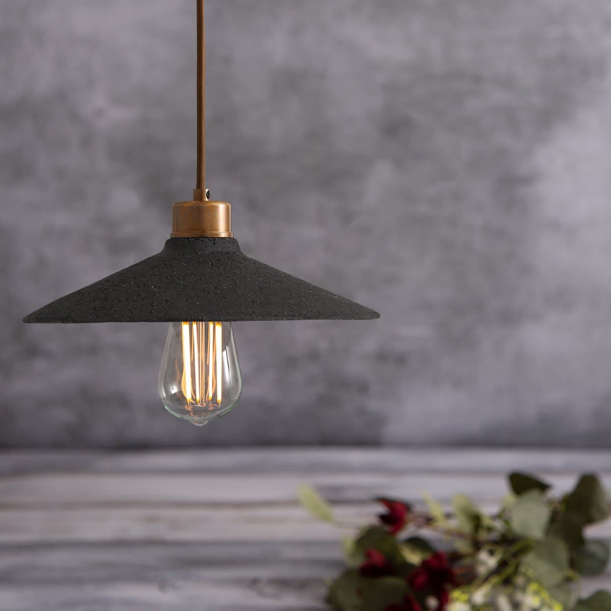 Orenda Organic Black Clay Ceramic Pendant Light 28cm