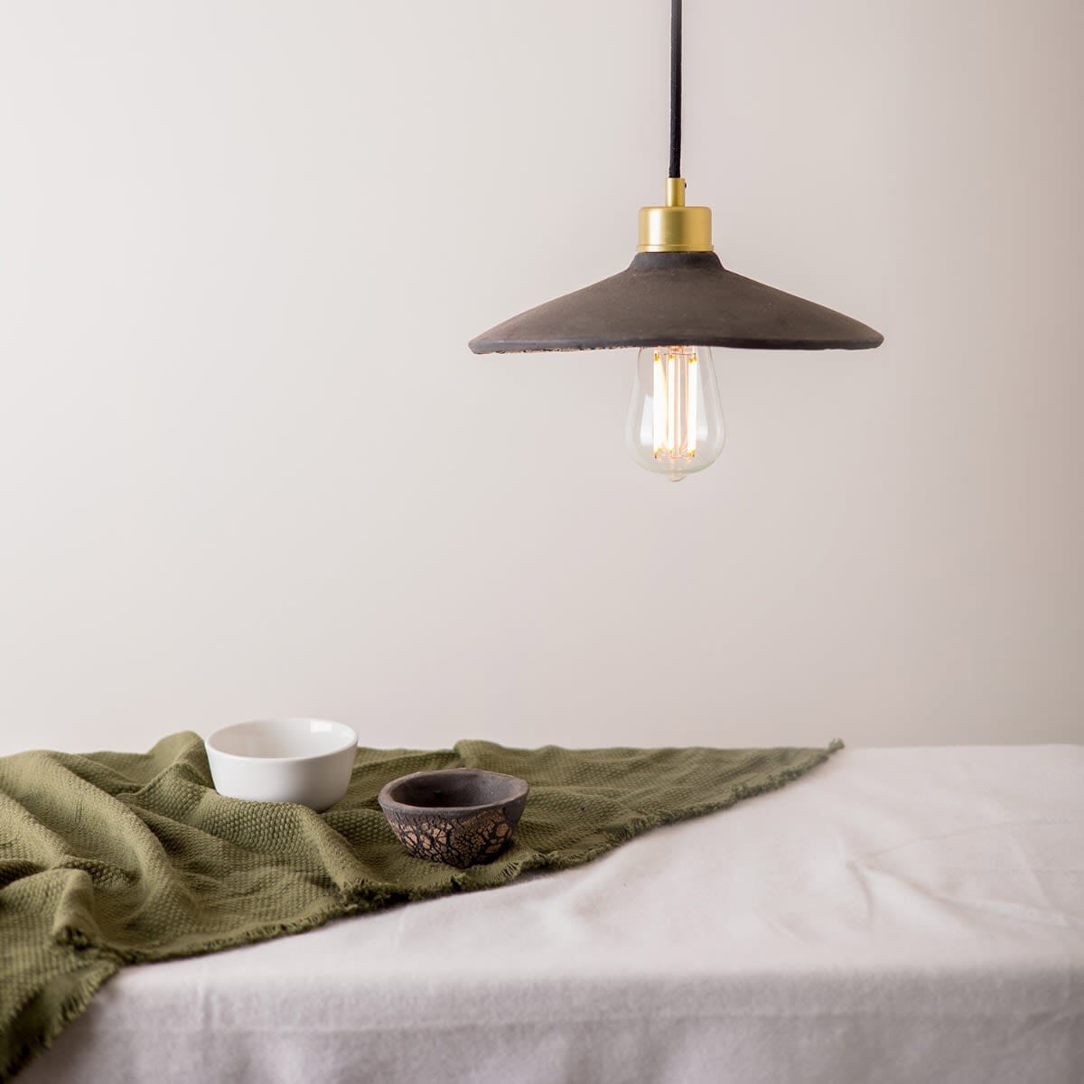 Orenda Organic Black Clay Ceramic Pendant Light 28cm