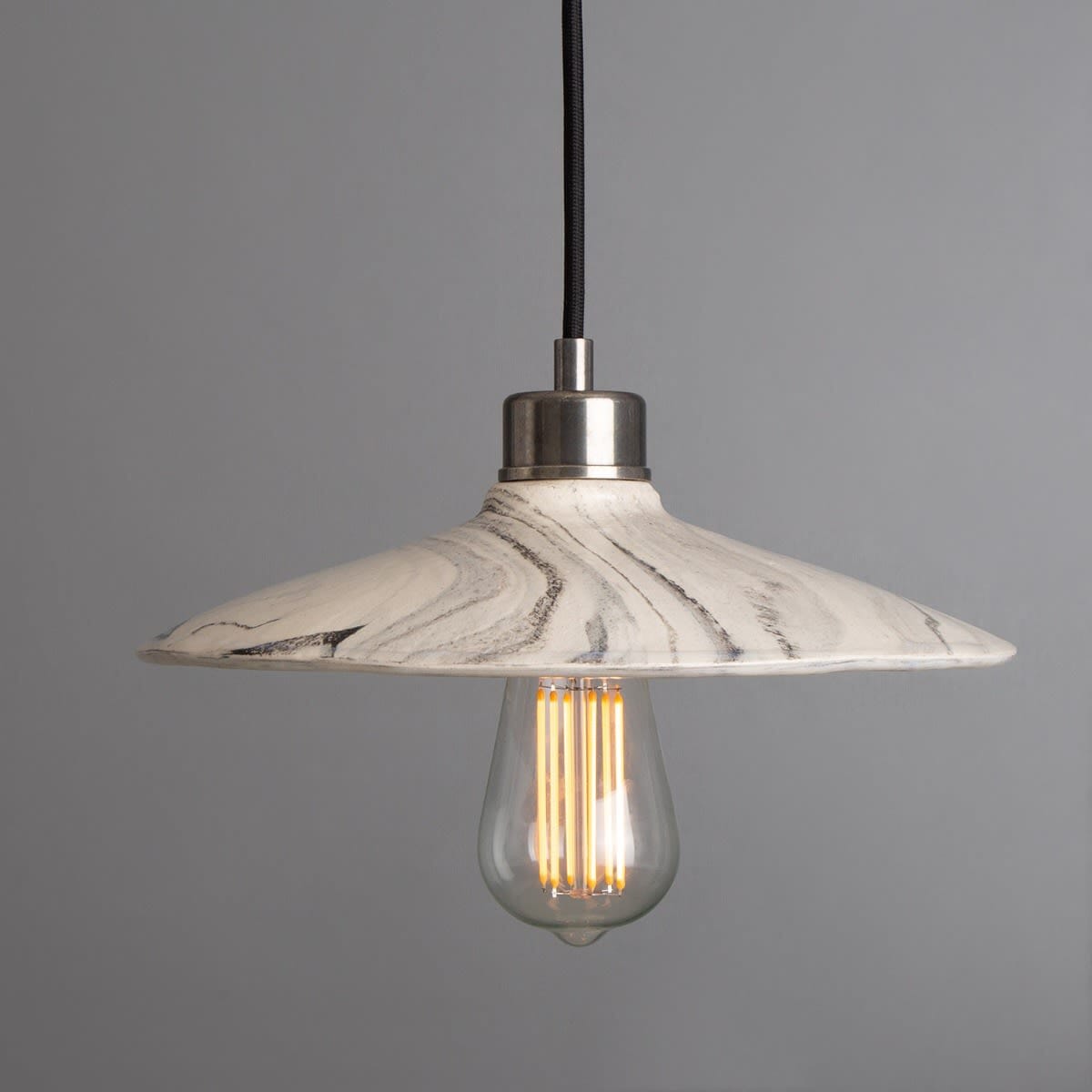 Elara Marble Ceramic Pendant Light 28cm Black Cable